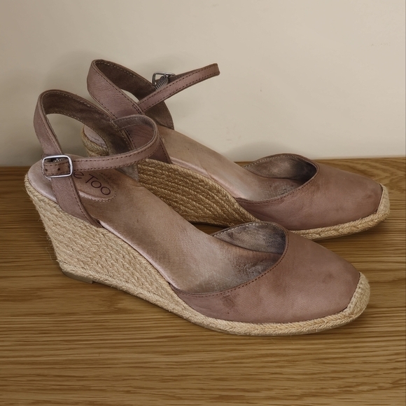 Me Too Women’s Bethany Leather Espadrille Taupe Wedge Sandal Size 9.5 - Picture 9 of 13